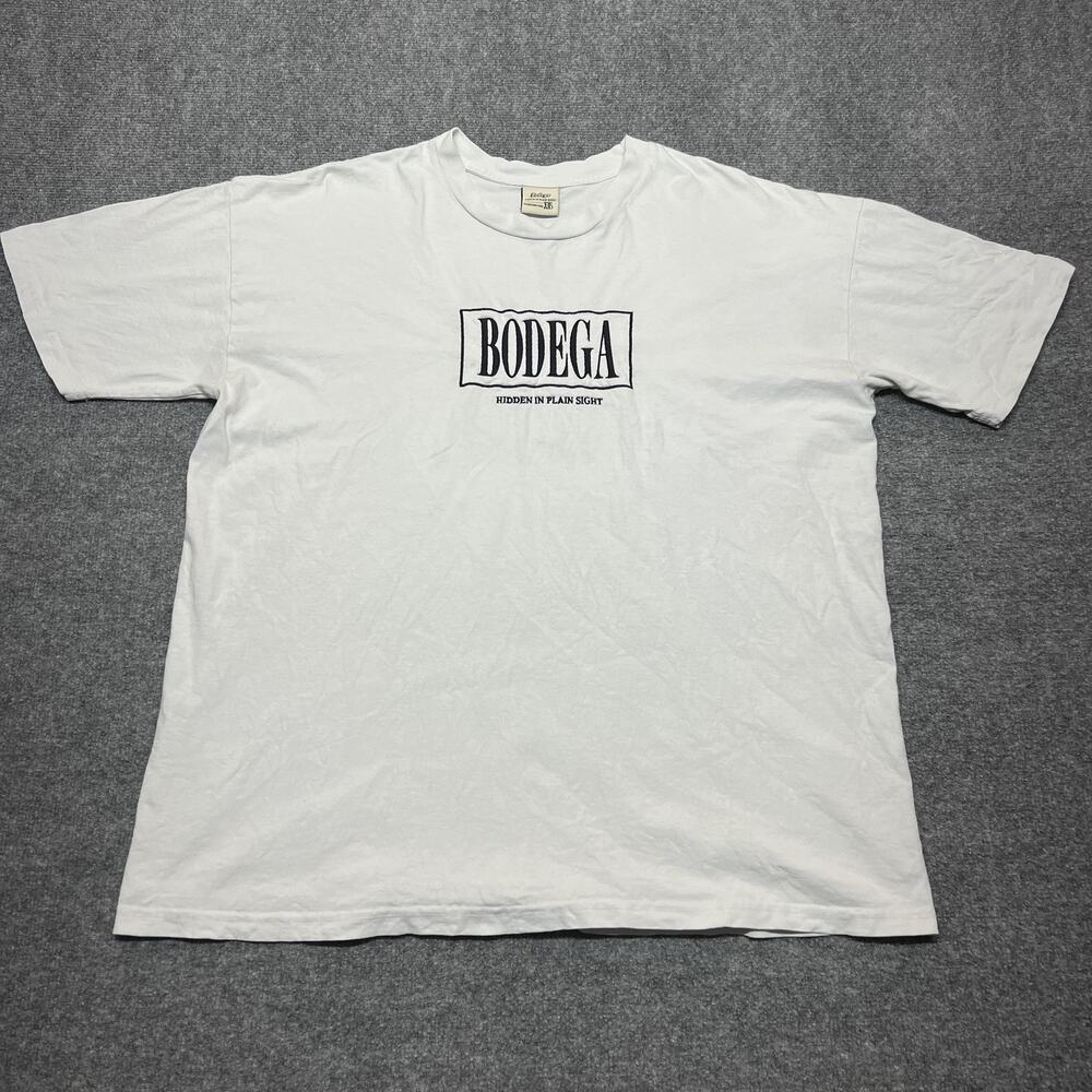 Bodega Shirt Mens XL White Hidden In Plain Sight Logo Graphic Tee Streetwear